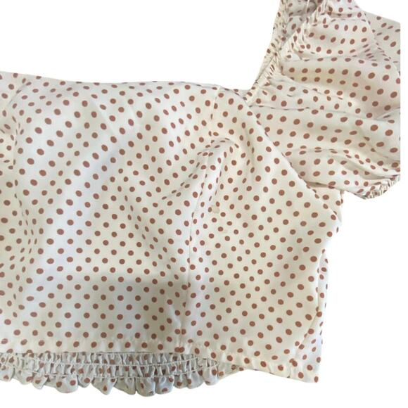 Altar’d State Puff Sleeve Polka Dot Crop Top Size M Cottagecore Tie Back - Picture 3 of 6